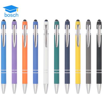 China Body Rubber Coated Pen Ready To Board Universal Customized Multicolor Metal Soft Touch Touch Screen Active Ball Pen With Stylus With Logo for sale