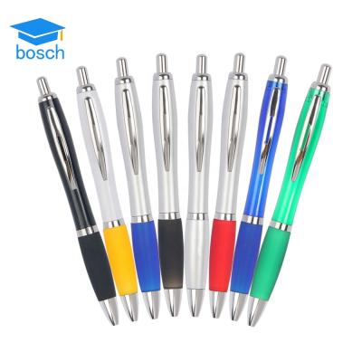 China Promotional Custom Logo Advertising Pen Plastic Ballpoint Pen With Rubber Grip for sale