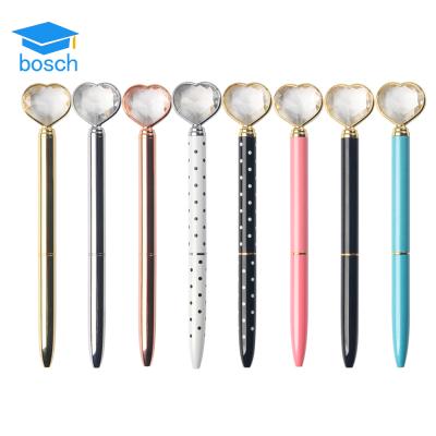 China Office& school pen; Customized Ballpoint Pen Diamonds Love Heart Shape Crystal Ball Pen Logo Promotional Clear Top Gift for sale