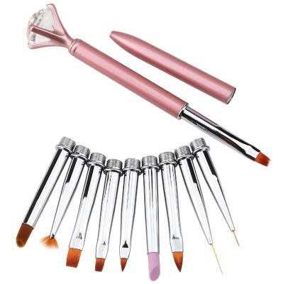 China Nail Art Brush Natural Acrylic Metal Pen Nail Brush For Nail Art Manicure Tool for sale