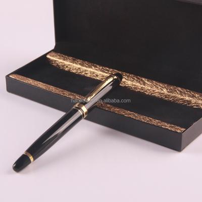 China Office& school pen; promotional pen black color ball pen+roller pen with gold trim put in a pu box for wedding Pen Set from China for sale