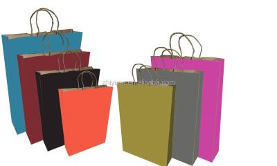 China BIODEGRADABLE Twist Handle Solid Color Kraft Paper Shopping Bag for sale