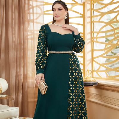 China TOLEEN Viable Elegant Women Large Plus Size Maxi Dresses 2022 Luxury Designer Sequin Long Sleeve Evening Festival Muslim Clothing for sale