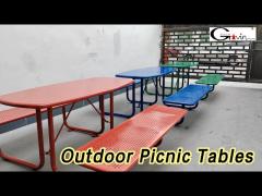 Perforated Steel Outdoor Picnic Tables Waterproof Rustproof For Park