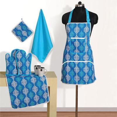 China Flower Pattern Adjustable Home Kitchen Cooking Apron with Pockets for Women and Men for sale