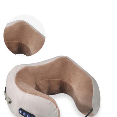 China Portable Travel Shiatsu Massage Pillow Cordless Rechargeable U Shaped Vibrating Kneading Pillow for sale