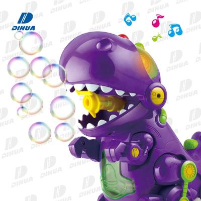 China Plastic Bump And Go Automatic Durable Bubble Blower, Continuous Blow Bubble From Dinosaur Mouth, Bubble Machine For Kids Light And Sound for sale