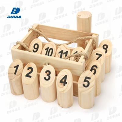 China Wooden Throwing Yard Game Throwing Number Blocks Wooden Scatter Outdoor Toy for Kids Wooden Number Kubb for sale