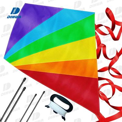 China Colorful Polyester Kite Flying Large Diamond Kite For Kids Easy To Assemble And Fly Colorful Lightweight Kite For Kids for sale