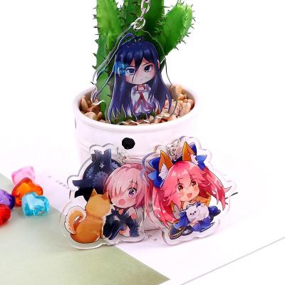 China Fashional Souvenir Gifts Craft Custom Printed Charm Japan Anime Acrylic Key Chain With Glitter Hologram for sale