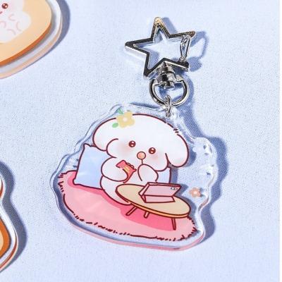 China Fashional Souvenir Gifts China Custom Double Sided Anime Acrylic Holographic Epoxy Plastic Charm Key Chain for sale