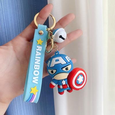 China 3D Souvenir PVC Cartoon Anime Superhero Captain America Marvel Key Chain Rubber Avengers Marvel Key Chain for sale