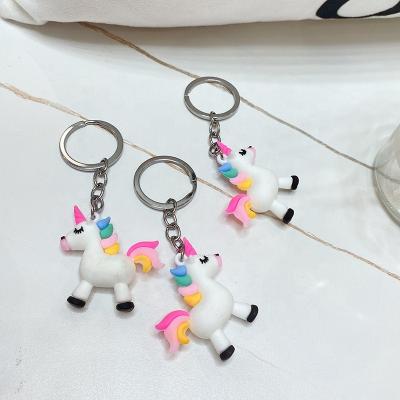 China Custom Soft Key Chain Souvenir PVC 3D Silicone Rubber Unicorn Bag Pendant Colorful Horse For Gifts for sale