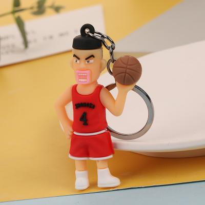 China Wholesale Souvenir Cartoon Silicone Keychains Bag PVC Pendant Slamdunk Cartoon Anime Accessories Car Ornament Key Chain for sale