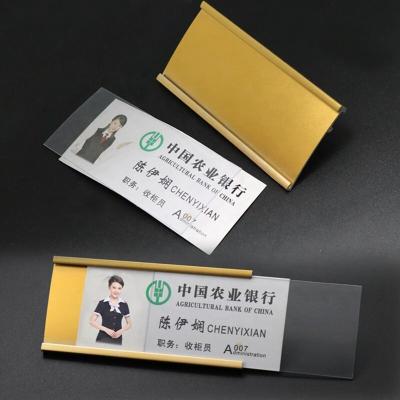 China Silver Aluminum Alloy Pin Name Badge Gold Reusable Business Employee Identification Pin Cheap Metal Changeable for sale