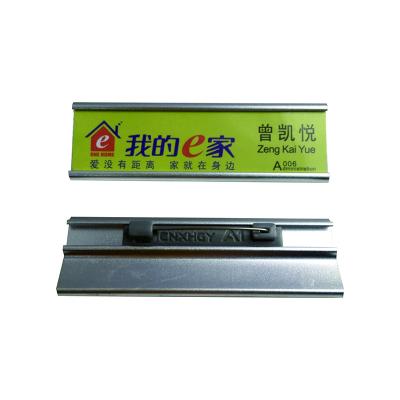 China Pin Wholesale Aluminum Alloy Business Reusable Employee Metal Window Name Badge With Pin for sale