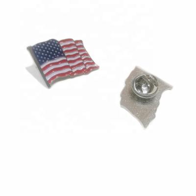 China Cheap Decorative Lapel Pin With Butterfly Cultch of USA USA Europe Metal American Flag for sale