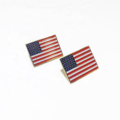 China Wholesale Cheap Europe Metal American Flag Lapel Pin Badge Square Shape Pin Brooch for sale