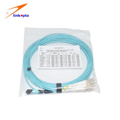 Cina Cavo di toppa a fibra ottica del centro di Aqua Round Bundle MPO LC 12 in vendita