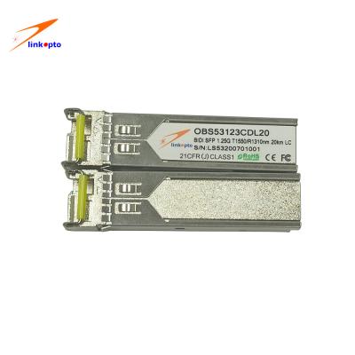 中国 DDM 1.25g 1550/1310nm 20km LC BIDI SFPモジュールFCC 販売のため