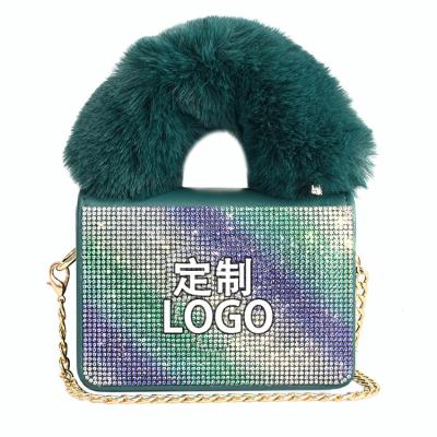 China 2021 New Fashion Trend Bling Purses Ladies and Hat Set Designer Mini Ny Fur Bags Women Handbags for sale