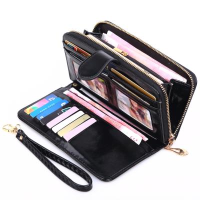 China Wholesale Factory Price Large Capacity PU Leather Zipper Women Multifunction Long Fashion Clutch Wallet for sale