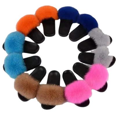 China 2021 fashion trend fur slippers smudge fur mink skin raccoon fur slipper style customization wholesale for sale