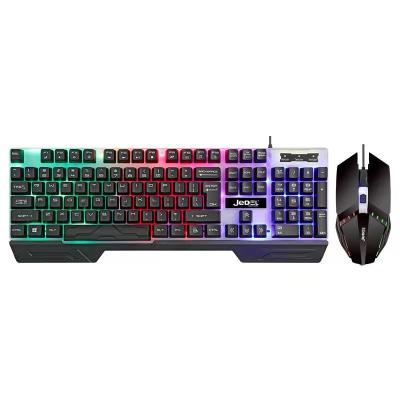 China Anti-drop Jedel Keyboard and Mouse Combo Cable Plug and Play for Home Office Gaming Machine USB Rainbow Backlight RGB LED Keyboard Mouse for sale