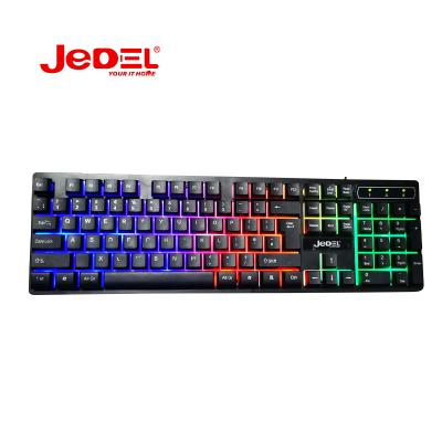 China Jedel K590 Plug and Play Gaming Keyboard, USB Wired Main Panel with Backlit Rainbow, Comfortable Quiet Silent 104 Keys, Anti-Ghosting 26 for L for sale