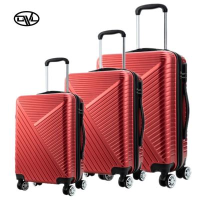 China ABS 20/24/28 ABS 4 Wheel Red Color Trolley Suitcase Luggage ABS Travel Luggage Sets 3 Piece Suitcase for sale