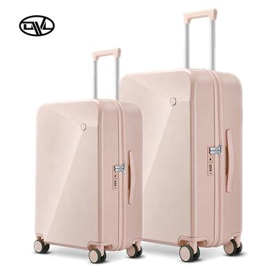 China Fast Fashion Lightweight PC Shipping Koffer Luggage Travel Suitcase Set 2 Piece Trolley Baggage Bags for sale