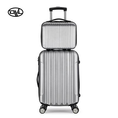 China Unique Fashion ABS Suitcase Vintage ABS Luggage Set With Cosmetic Case 14inch Makeup Bag for sale