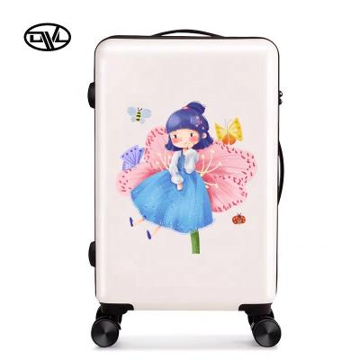 China UV Printed ABS Mix PC Trolley Bag Kids 20inch Travel Carryon Suitcase Sets Kids Luggage for sale