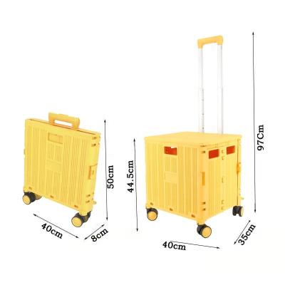 China Collapsible Utility Cart Collapsible Folding Portable Crate Rolling Handcart with Durable Heavy Duty Plastic Telescoping Handle for sale