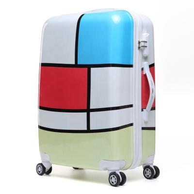 China Custom PC ABS+PC Graffiti Style Printing Trolley Luggage Carry On Suitcase Set Travel Boarding Luggage for sale