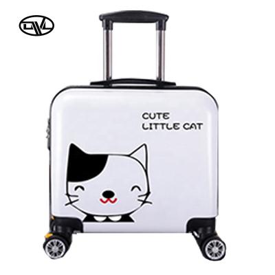 China PC Customized Wholesale Cartoon Printing Air Blue Color Sky Blue 18inch Hard Shell Kids Luggage Boarding Case for sale