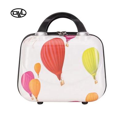 China Fashion Lovely Support OEM 14 Inch PC Flower Printing Travel Suitcase Bag Trolley Luggage Cosmetic Bag for sale