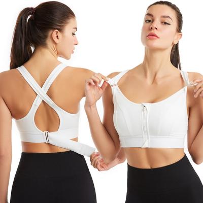 China Front Zipper Adjustable Shockproof Breathable Rimless Sports Pad Bra Women's Plus Size Breathable Bra Invest Yoga Underwear for sale