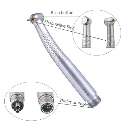 China Clinic Foshan Dental Factory 5 Led Lamp Push Button Turbine Handpiece 2 Holes 4 Holes Air Tool Dental High Speed ​​Handpiece for sale