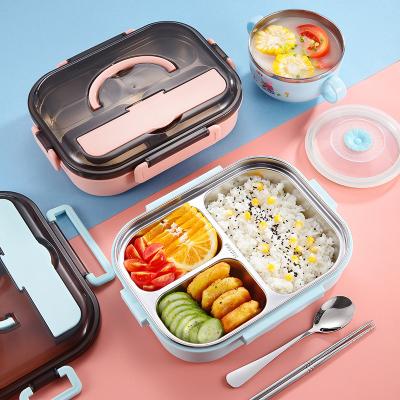 China Wholesale High Quality Microwavable Stainless Steel Tiffin Leakproof Lunch Box Bento Box 304 with Cutlery for Adults and Kids for sale