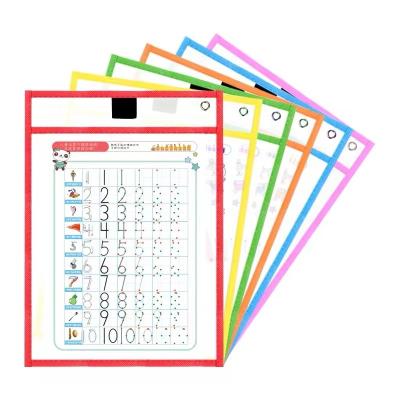 China Office Pocket Folder Reusable Dry Erasable Pockets Clearly Write Drawing Board Dry Brush Bag for Teaching Kids Pastels for sale