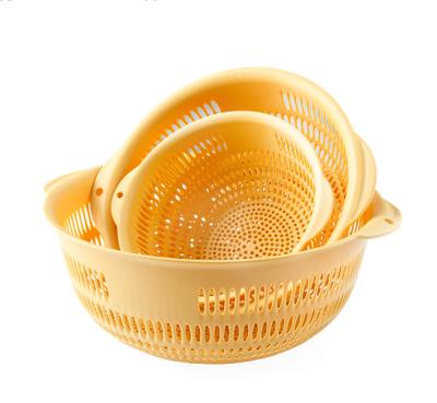 China Simple Design 3PCS In One Set Storage Basket Material Vegetable Baskets Kitchen Wash Fruit Bowl Drain Plastic PP Viable for sale