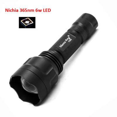 China C8s Emergency Zoomable Manta Ray Black Nichia UV 365nm 6W Led Lamp Light Flashlight for sale