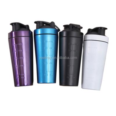 China Hot Sale 304 Stainless Steel 500ml 750ML Metal Viable Protein Shaker Bottle For Outdoor Gym for sale