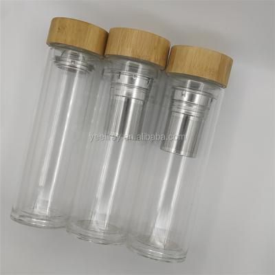 China 450ml Eco - Friendly Double Wall Drinking Water Filter Material Glass Bottle With Custom Your Own Logo for sale