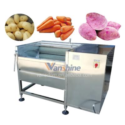 China High Quality Stainless Steel Vegetable and Fruit Brush Washing Machine For High Quality|Sweep Vegetable Roller Washer And Peeler Machine for sale