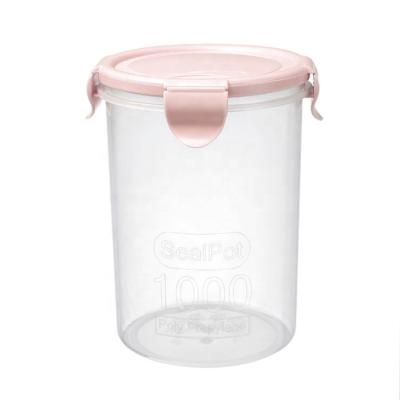 China Transparent plastic candy etc airtight jar, cool-keeping jar, kitchen grain storage and storage jar 1000ml for sale