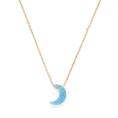 China Cute New Design 925 Sterling Silver Opal Half Moon Necklace for sale