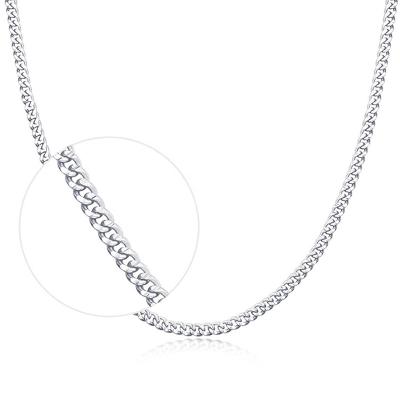 China Hot Sale CLASSIC 925 Sterling Silver Curb Cuban Link Necklace Chain Jewelry For Women for sale