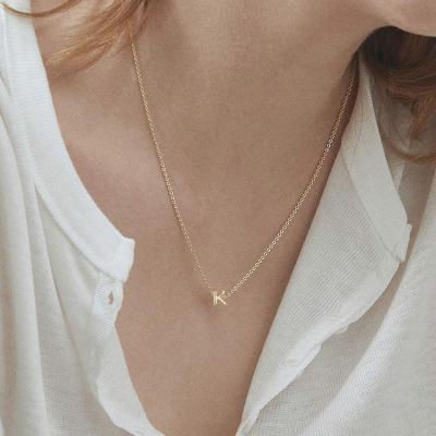 China Cute Hot Selling Tiny Initial Necklace Jewelry 14K Gold Plated 925 Silver Letter Delicacy Necklace For Kids Children for sale